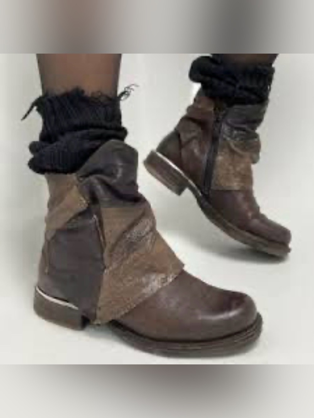 A.S.98 Italian Leather Patchwork Biker Boots EU 38 - Picture 16 of 16